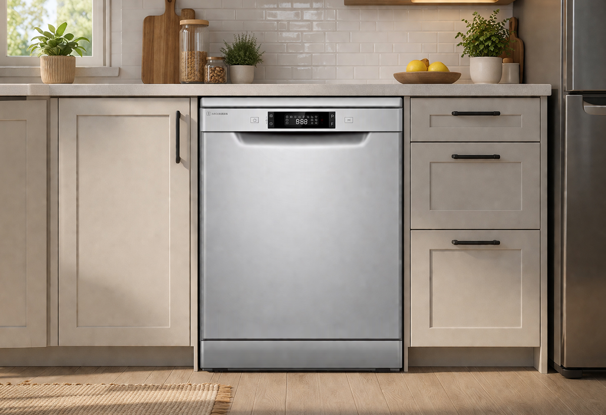 Απεικονίζεται το πλυντήριο σε κουζίνα.